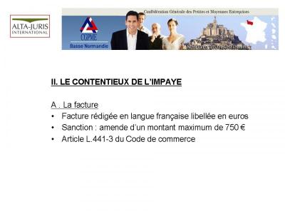 LE CONTENTIEUX DE L'IMPAYE