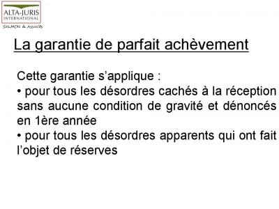 LA GARANTIE DES CONSTRUCTEURS